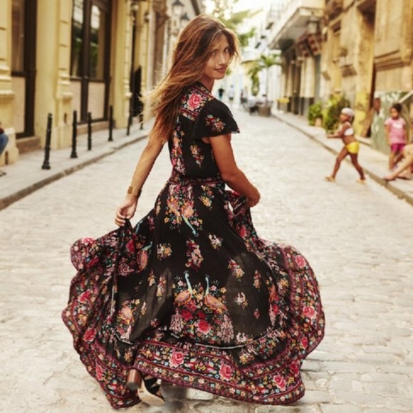 Boho floral Print V neck High low dress - Picture 2 of 4